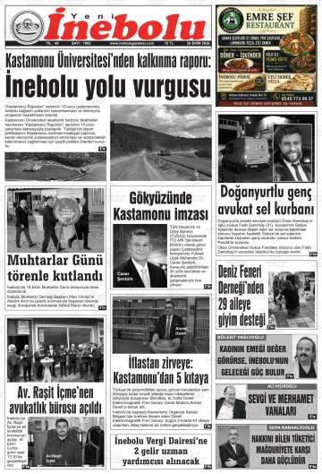 Yeni İnebolu gazetesi ilk sayfası