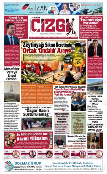 Milas Çizgi gazetesi ilk sayfası