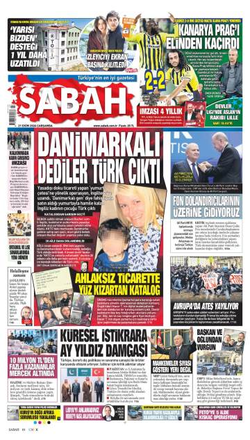 Sabah gazetesi ilk sayfası