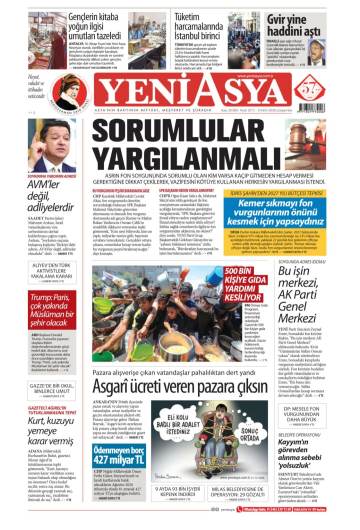 Yeni Asya gazetesi ilk sayfası