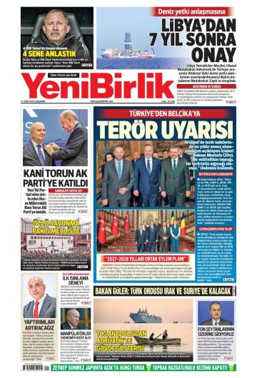 Yeni Birlik gazetesi ilk sayfası