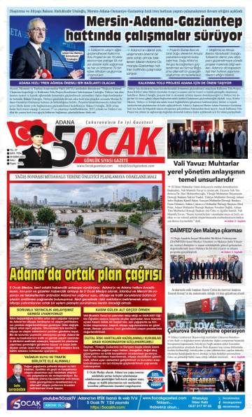 Adana 5 Ocak gazetesi ilk sayfası