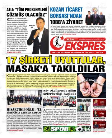 Kozan Ekspres gazetesi ilk sayfası