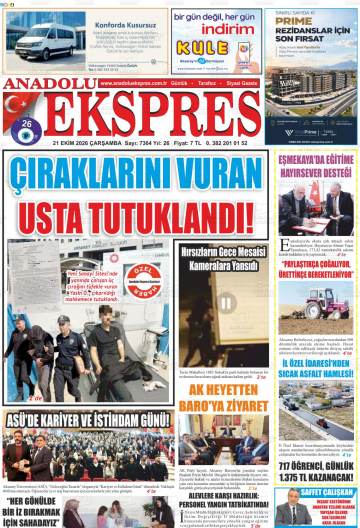 Anadolu Ekspres gazetesi ilk sayfası