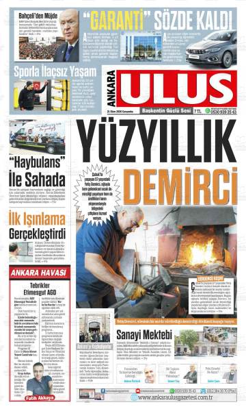 Ankara Ulus gazetesi ilk sayfası