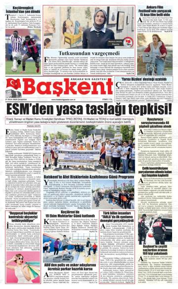 Başkent gazetesi ilk sayfası