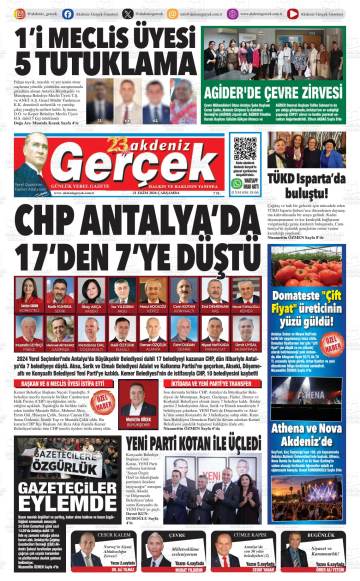 Akdeniz Gerçek gazetesi ilk sayfası