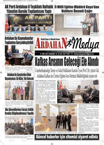 Ardahan Medya gazetesi ilk sayfası