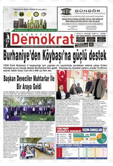 Körfez Demokrat gazetesi ilk sayfası