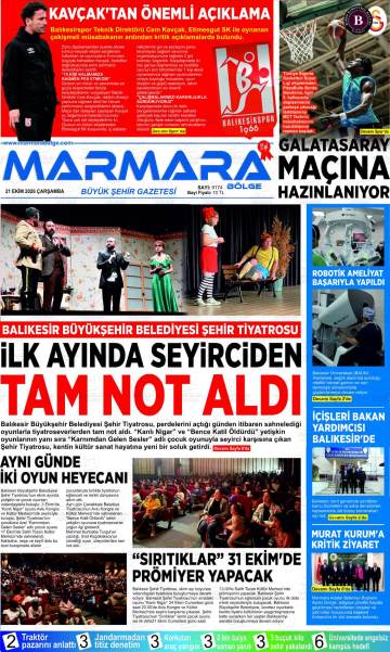 Marmara Bölge gazetesi ilk sayfası
