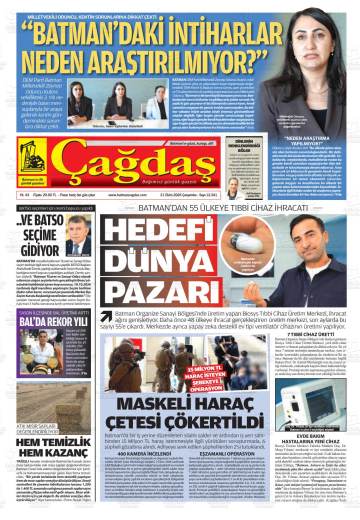 Batman Çağdaş gazetesi ilk sayfası