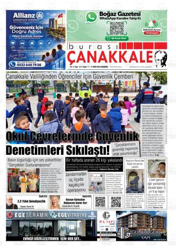 Burası Çanakkale gazetesi ilk sayfası