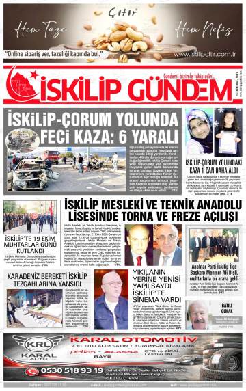 İskilip Gündem gazetesi ilk sayfası