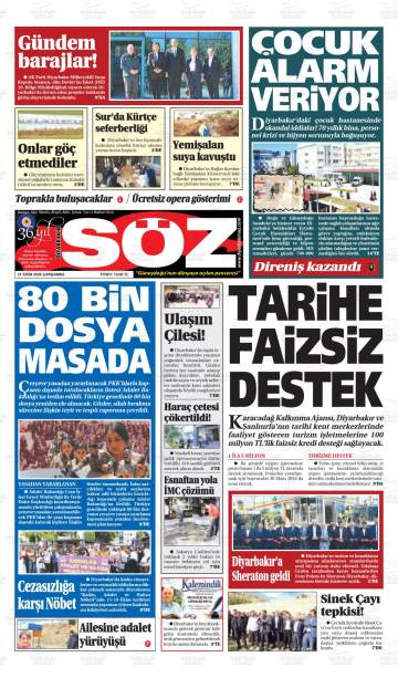 Diyarbakır Söz gazetesi ilk sayfası