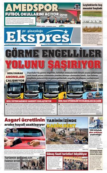 Ge Güneydoğu Ekspres gazetesi ilk sayfası