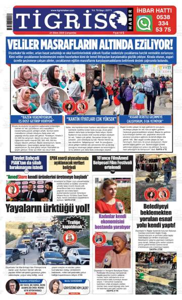 Tigris Haber gazetesi ilk sayfası