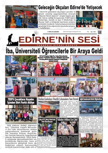 Edirne'nin Sesi gazetesi ilk sayfası