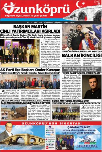 Uzunköprü gazetesi ilk sayfası