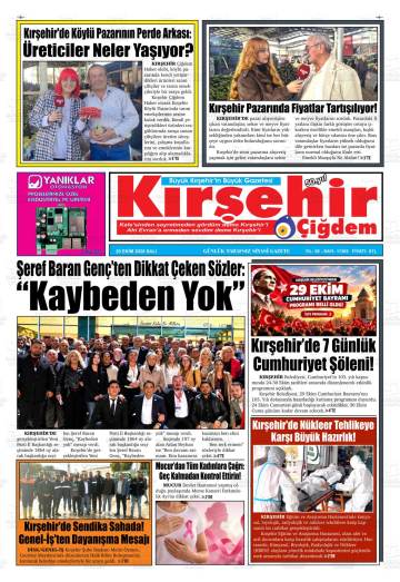 Kırşehir Çiğdem gazetesi ilk sayfası
