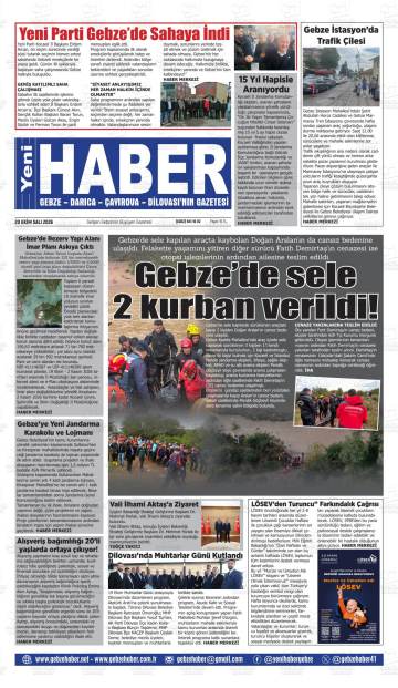 Yeni Haber gazetesi ilk sayfası