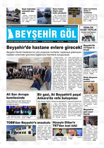 Beyşehir Göl gazetesi ilk sayfası