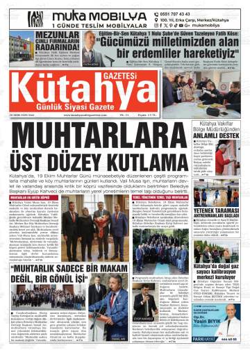 Kütahya Gazetesi gazetesi ilk sayfası