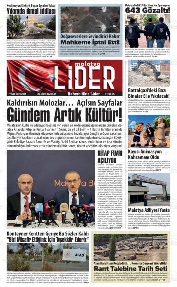 Malatya Lider gazetesi ilk sayfası