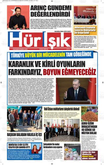 Hür Işık gazetesi ilk sayfası