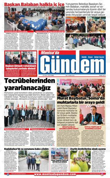 Manisa'da Gündem gazetesi ilk sayfası