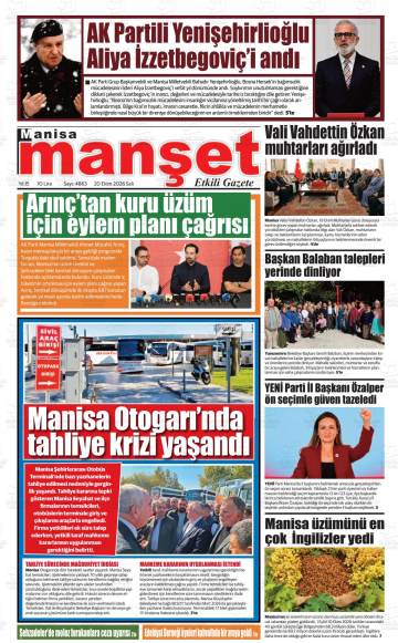 Manisa Manşet gazetesi ilk sayfası