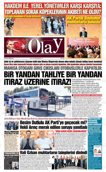 Manisa Olay gazetesi ilk sayfası