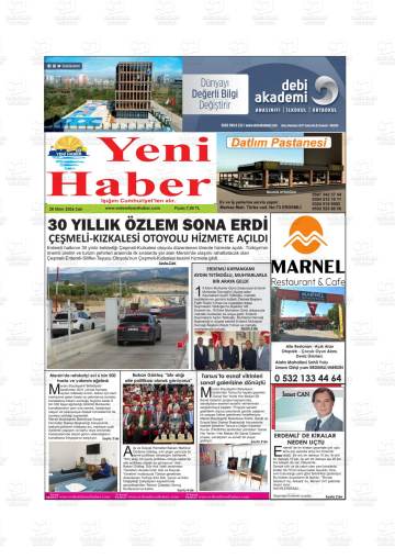 Yeni Haber gazetesi ilk sayfası