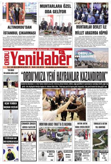 Ordu Yeni Haber gazetesi ilk sayfası