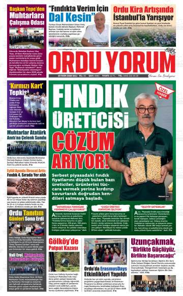 Ordu Yorum gazetesi ilk sayfası