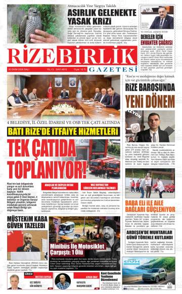 Rize Birlik gazetesi ilk sayfası
