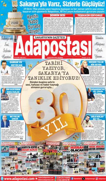 Adapostası gazetesi ilk sayfası