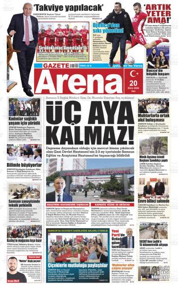 Gazete Arena gazetesi ilk sayfası