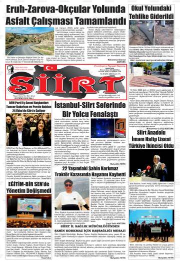 Siirt gazetesi ilk sayfası