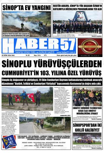 Haber 57 gazetesi ilk sayfası