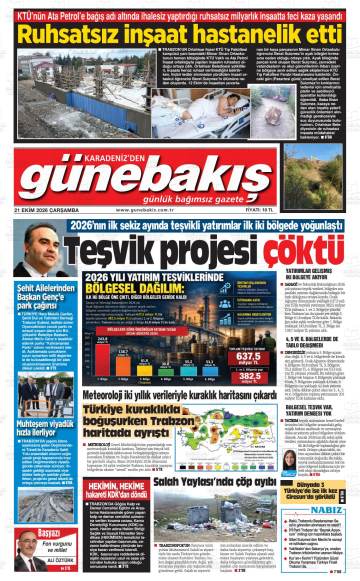 Karadeniz'den Günebakış gazetesi ilk sayfası
