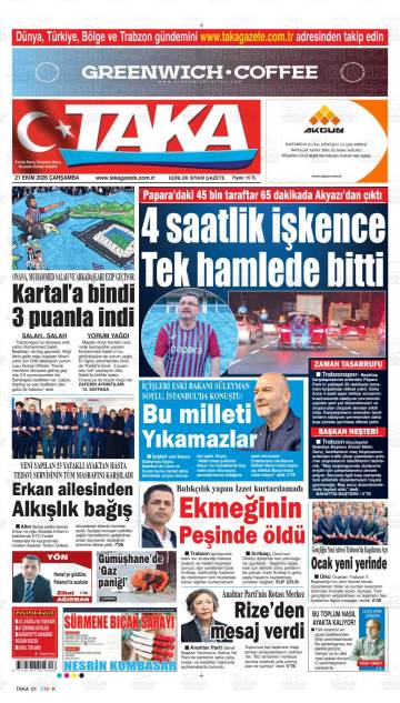 Taka gazetesi ilk sayfası