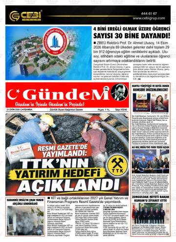 Gündem gazetesi ilk sayfası