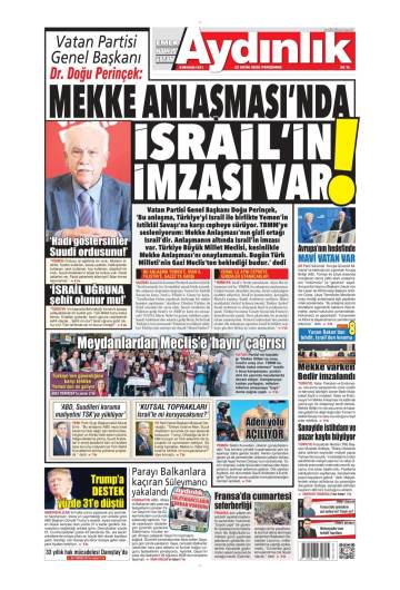 Aydınlık gazetesi ilk sayfası