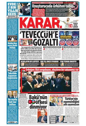 Karar gazetesi ilk sayfası