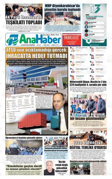 Ana Haber gazetesi ilk sayfası