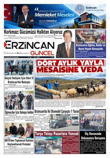 Erzincan Güncel gazetesi ilk sayfası