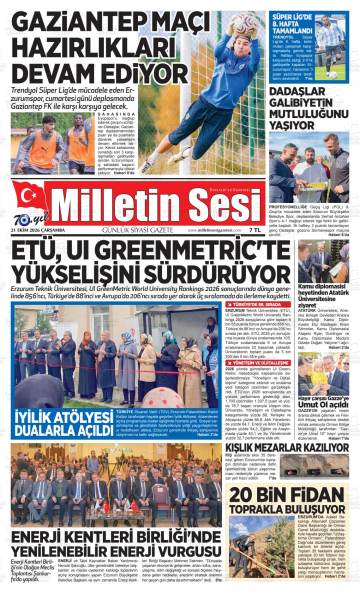 Milletin Sesi gazetesi ilk sayfası