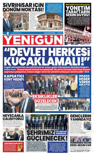 Eskişehir Yenigün gazetesi ilk sayfası