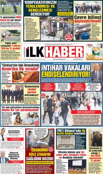 Gaziantep İlk Haber gazetesi ilk sayfası