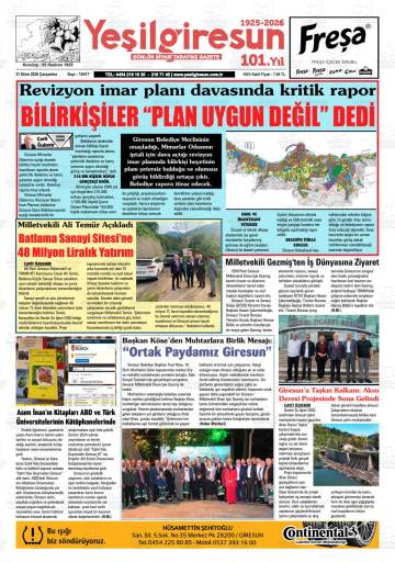 Yeşil Giresun gazetesi ilk sayfası